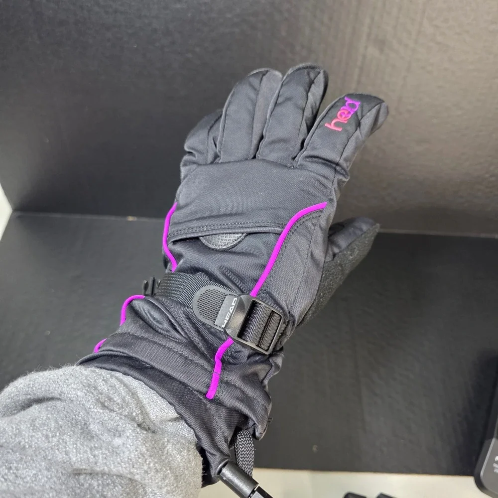 Head Winter Gloves Womens Large Black Purple Ski Snowboard Fleece‎ Lined